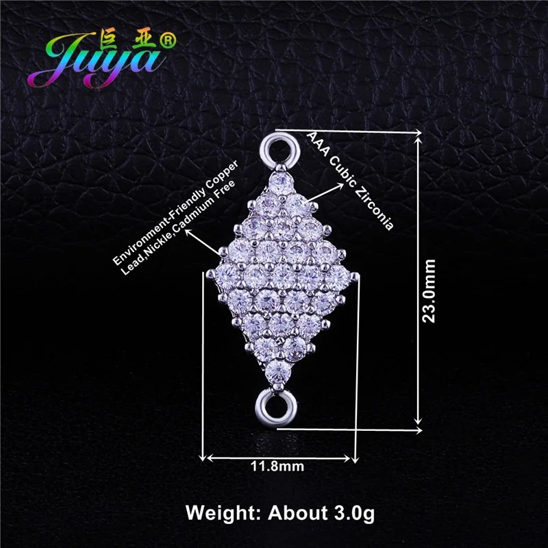 White Gold Juya DIY ювелирных изделий ручной работы кубического циркония Соединитель с цветочным узором амулеты аксессуары для женщин браслет серьги ювелирных изделий - Цвет: White Gold