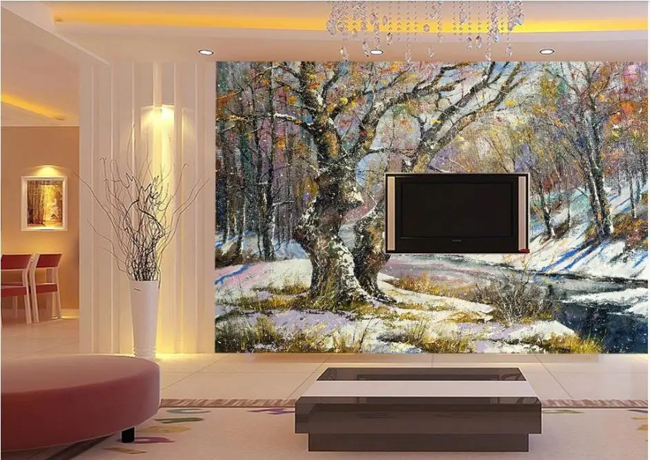 Пользовательские фото обои для стен 3 d красивые Лес Дерево пейзаж картина маслом