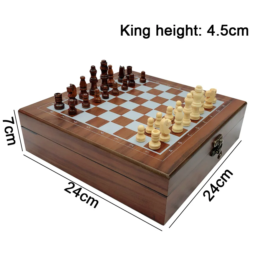 BSTFAMLY Folding Carving Wooden Chess Set Portable Game Poker Domino Dice 4 in 1 Family or Outdoor Entertainment I63 | Спорт и