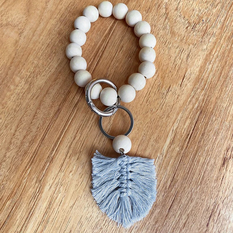 

Tassel Pendant Keyring For Women Wood Beads Keychain For Keys Colorful Keychain Charms Accessories Wholesale 2021 Trend New
