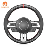 mewat black pu carbon fiber suede car steering wheel cover for ford mustang 2015 2016 2017 2018 2019 2020