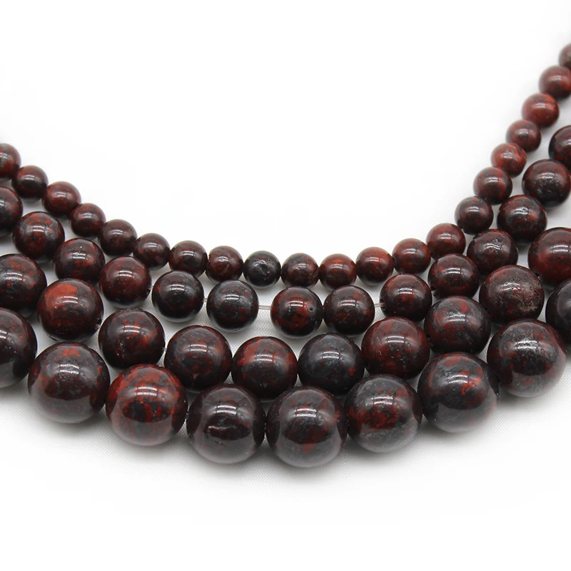 

Natural Stone Red Brecciated Jaspers Round Loose Spacer Beads 15" Strand 4 6 8 10 12MM Pick Size For Jewelry Making DIY Bracelet