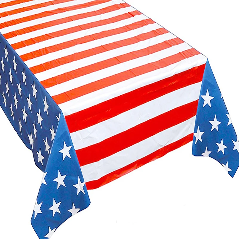 Omilut American Independence Day Disposable Tablecloth 4th Of July American Flag Patriotic Party Disposable Tableware Supplies D
