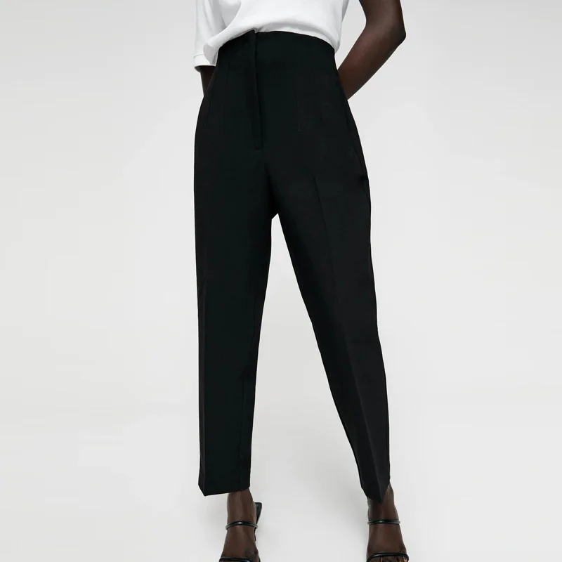 

Women Summer Casual Solid Ankle-Length Pants 2021 High waist Fashion Street Female Elegant Straight Pants Trousers Clothing