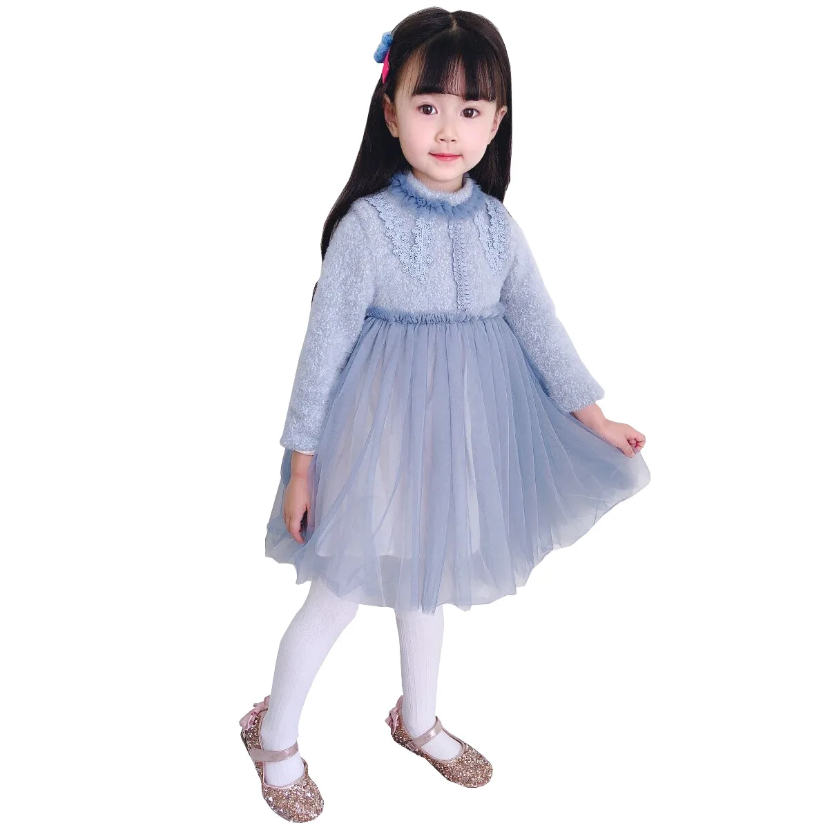 Осенние детские Платья с цветочным принтом для девочек пышное платье элегантные