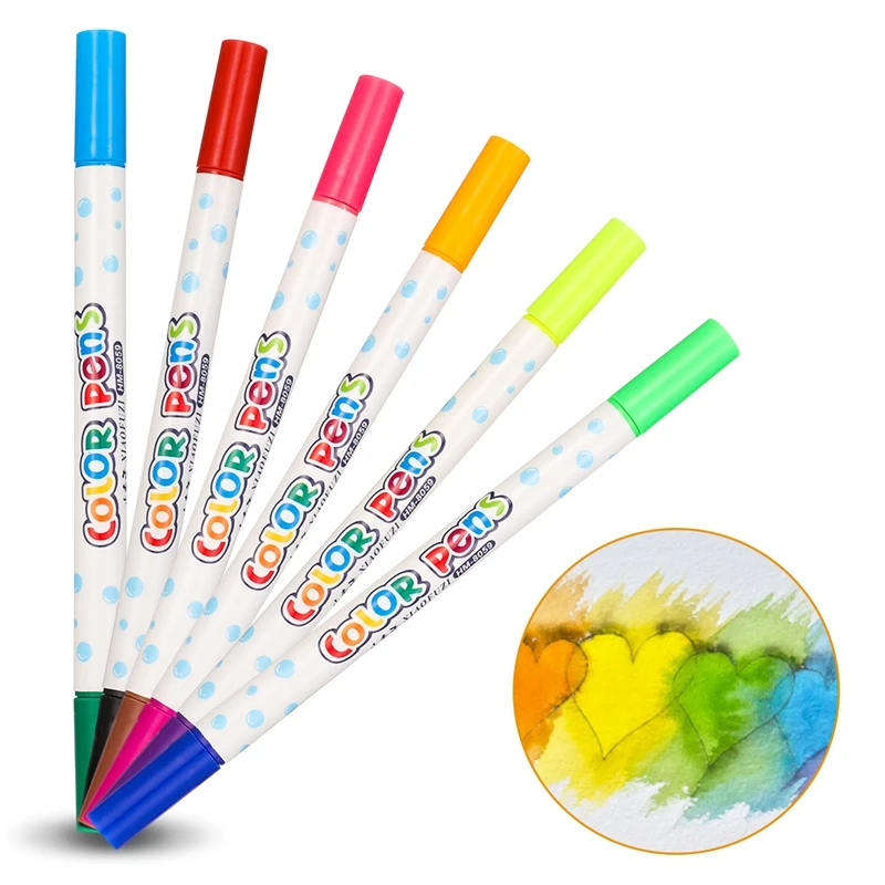 6 шт./компл. двойная головка 12 цветов детская живопись Нетоксичная моющаяся