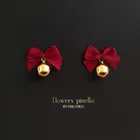 Модные Ретро Красные геометрические Клипсы-колокольчики с бантиком Рождественский подарок милые серьги для девочек трендовые