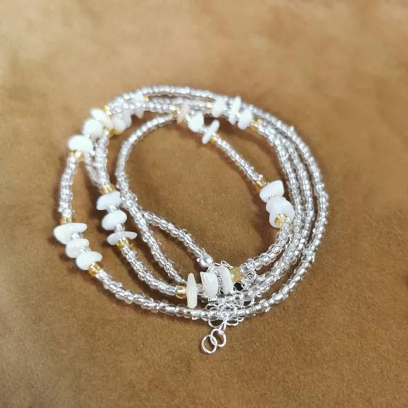 

1PC 2021 New Ladies Sexy Abdomen Waist Chain Swimwear Bikini Beach Waist Chain Natural Stone Glass Rice Beads Body Jewelry
