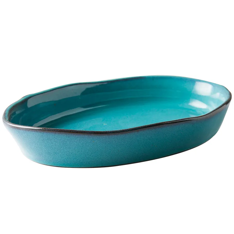 Зеленая креативная керамическая посуда тарелка для овощей супа Салатница