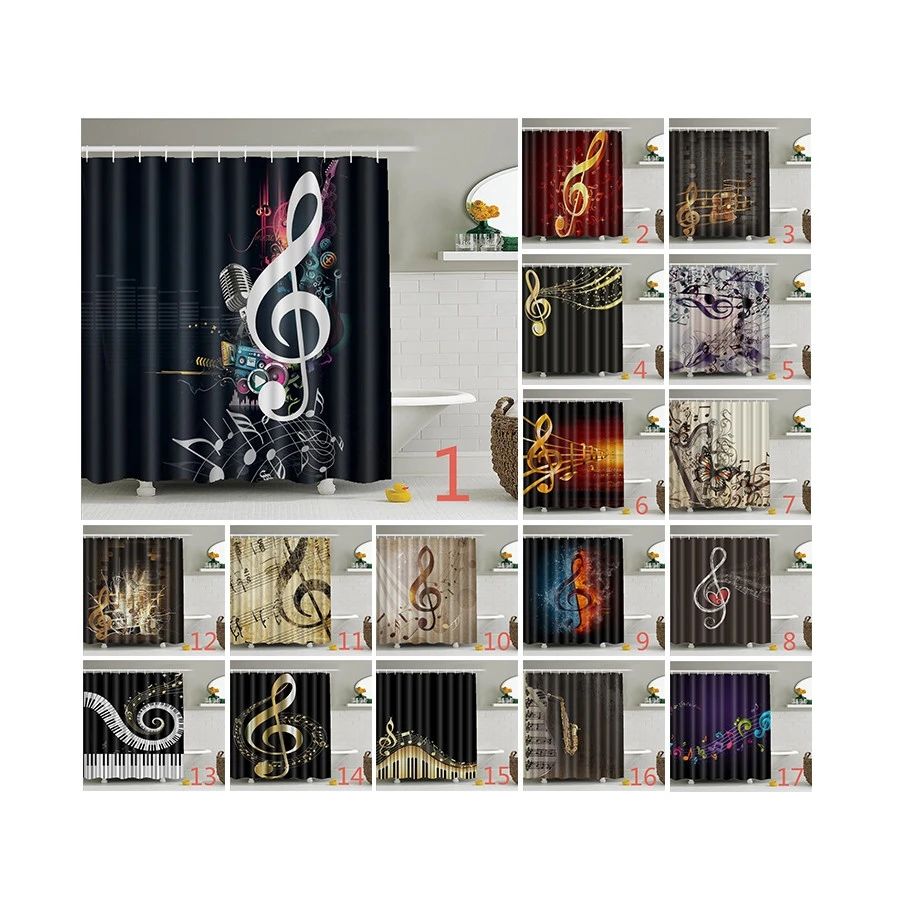 

Музыкальный декор, занавеска для душа, набор для рисования музыкальных заметок, Ритмическая песня, декоративные яркие цвета, фантастически...
