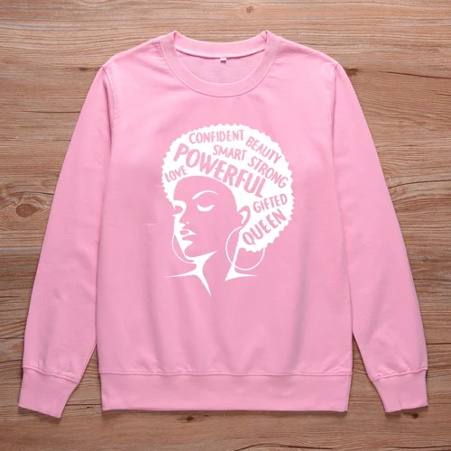 ONSEME афро леди Графический свитер женский наряд христианский Crewneck Толстовка Унисекс уличные пуловеры Толстовка спортивный костюм - Цвет: Pink-White