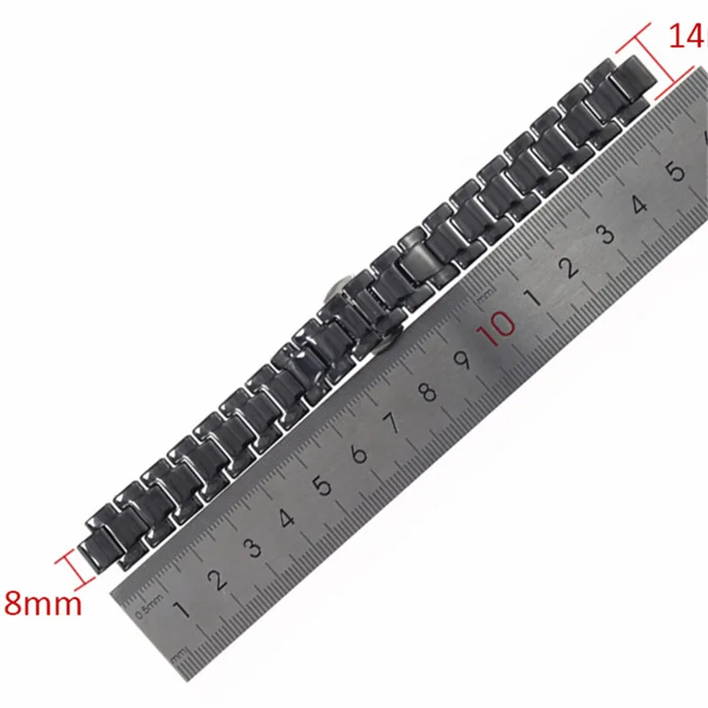 Suitable for DKN Y Donna ladies white ceramic watch strap bracelet convex interface 8mm wide 14mm band Wristband belt