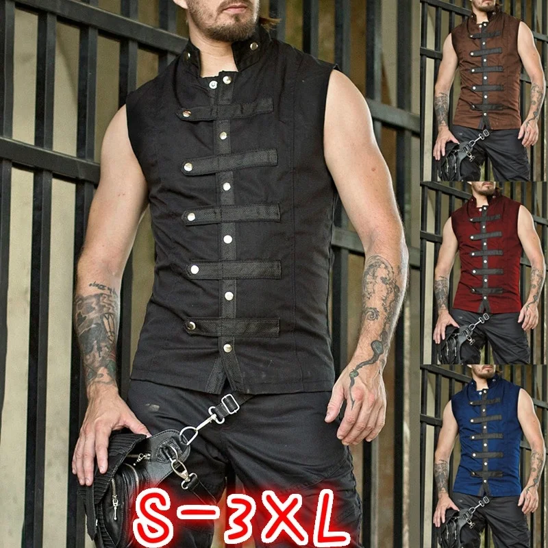 Модная мужская рубашка в средневековом стиле стимпанк 4 цвета винтажная Мужская