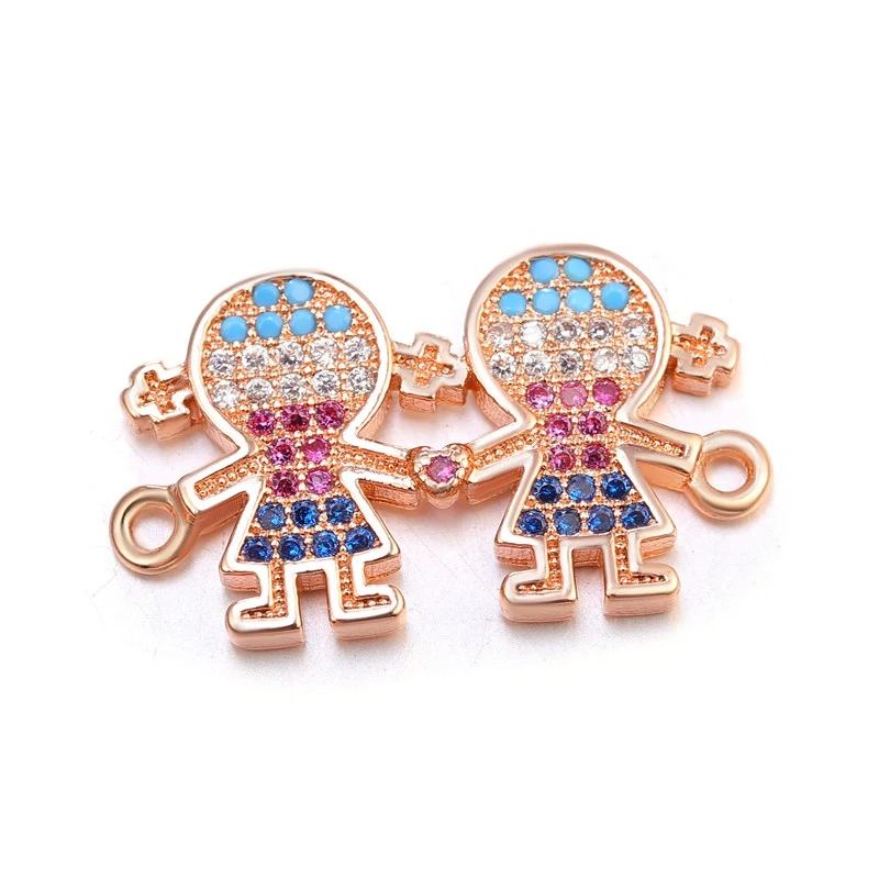 Rose Gold Juya DIY ювелирные аксессуары Красочный Циркон буквы мама мальчик девочка разъемы для мамы женский дружба шнур кожаный - Цвет: Rose Gold