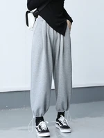 ladies sports pants spring and autumn new loose straight tube fashion pants leg pull design large size nine casual pants
