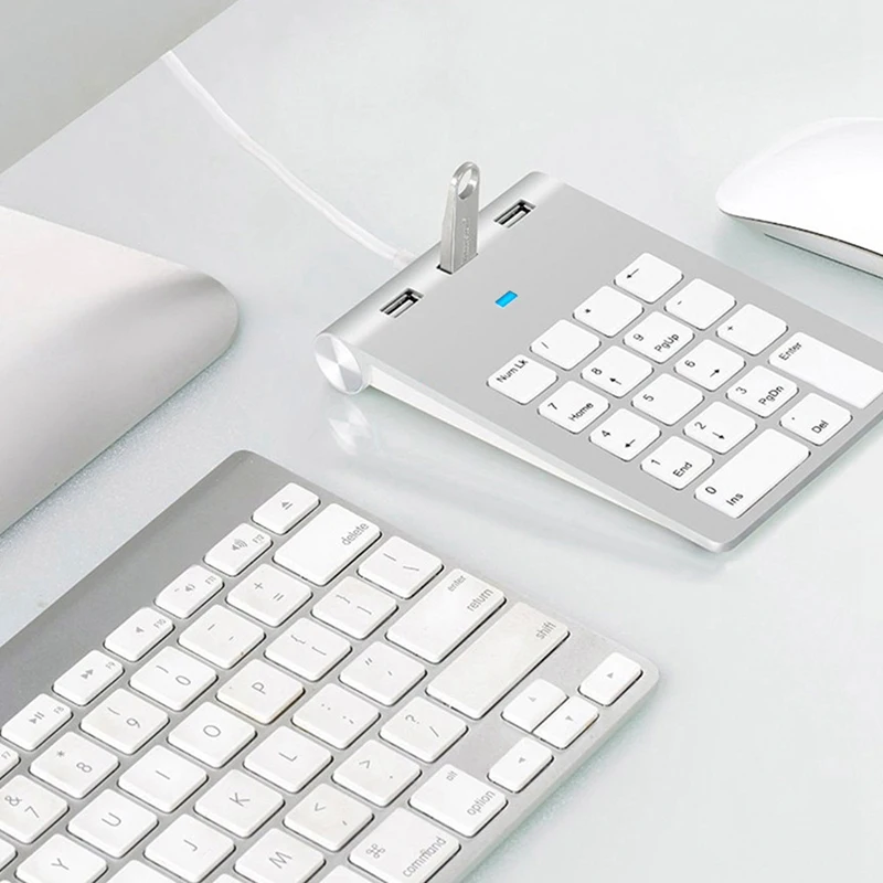 

Mini Numeric Keypad Keyboard 18Keys Numeric Key Pad Numpad Number Pad with 3 Ports Usb Hub for Laptop Desktop Pc