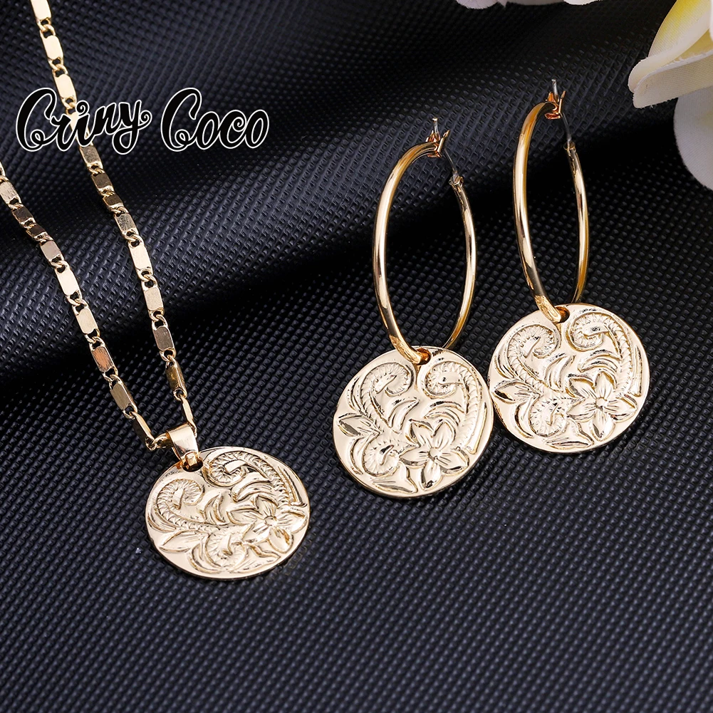 

Cring Coco Fashion Necklaces 2021 New Design Hawaiian Women Jewelry Women's High Quality Gold Chain Necklace Sets Free Shipping