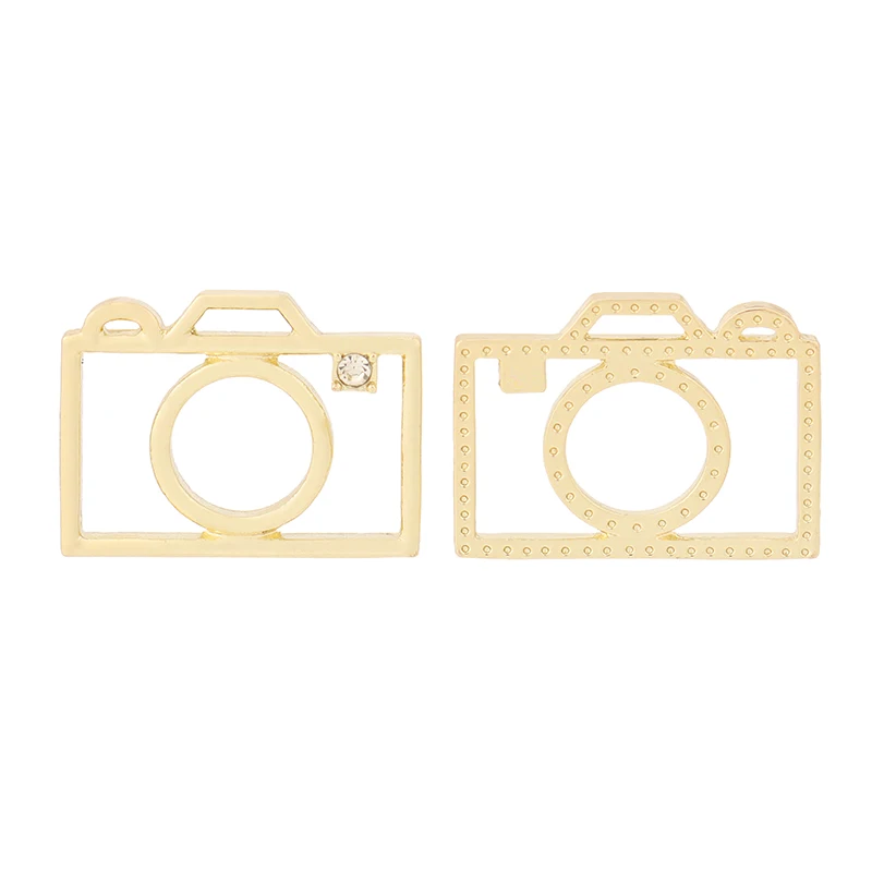 

10 x Gold Tone Hollow Camera & Rhinestone Charms Pendants for DIY Earrings Necklace Jewelry Making Accessories 25x19mm