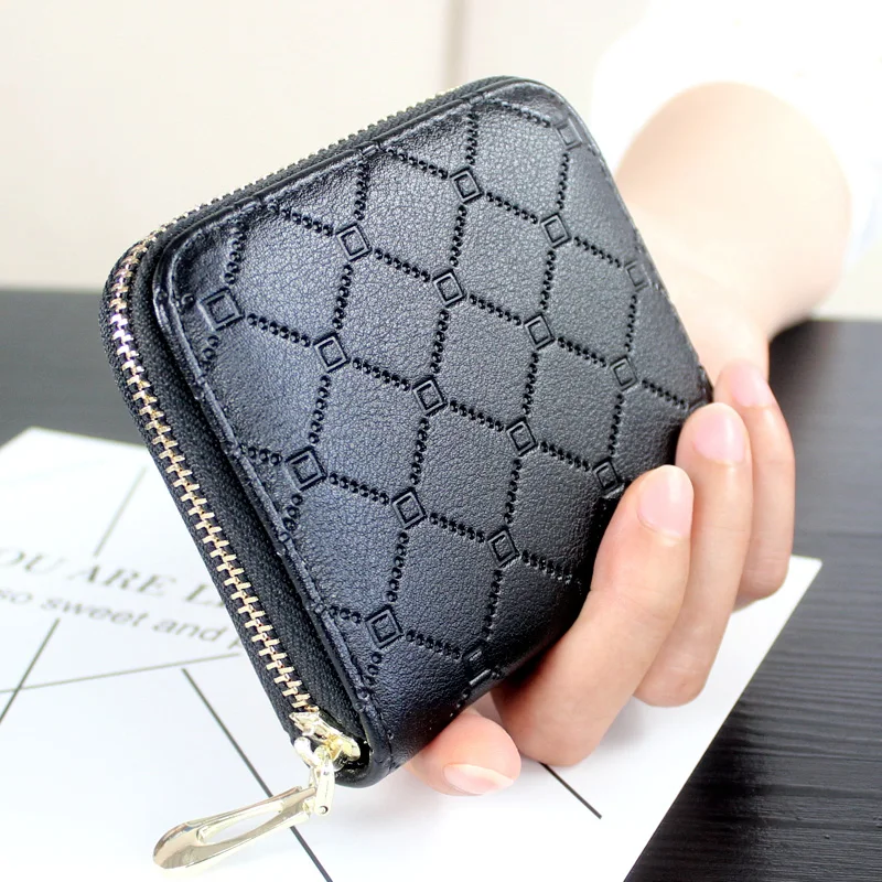 Pu Plaid Zipper Short Women Wallet 2019 Money Bag Designer Purse Female Retro European American Fashion Card Small | Багаж и сумки