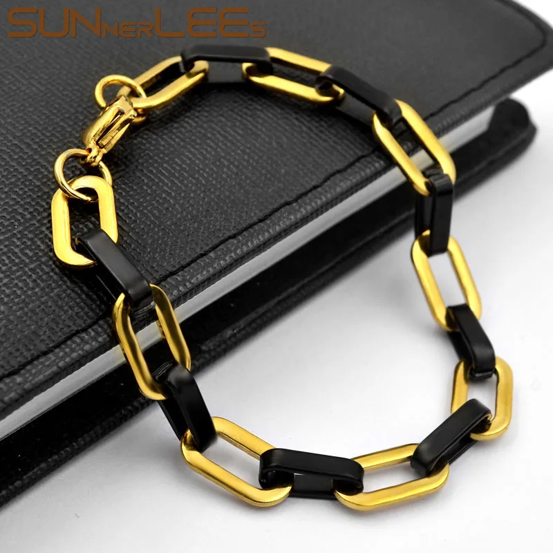 Браслет из нержавеющей стали SUNNERLEES 8 мм Геометрическая цепочка гладкое