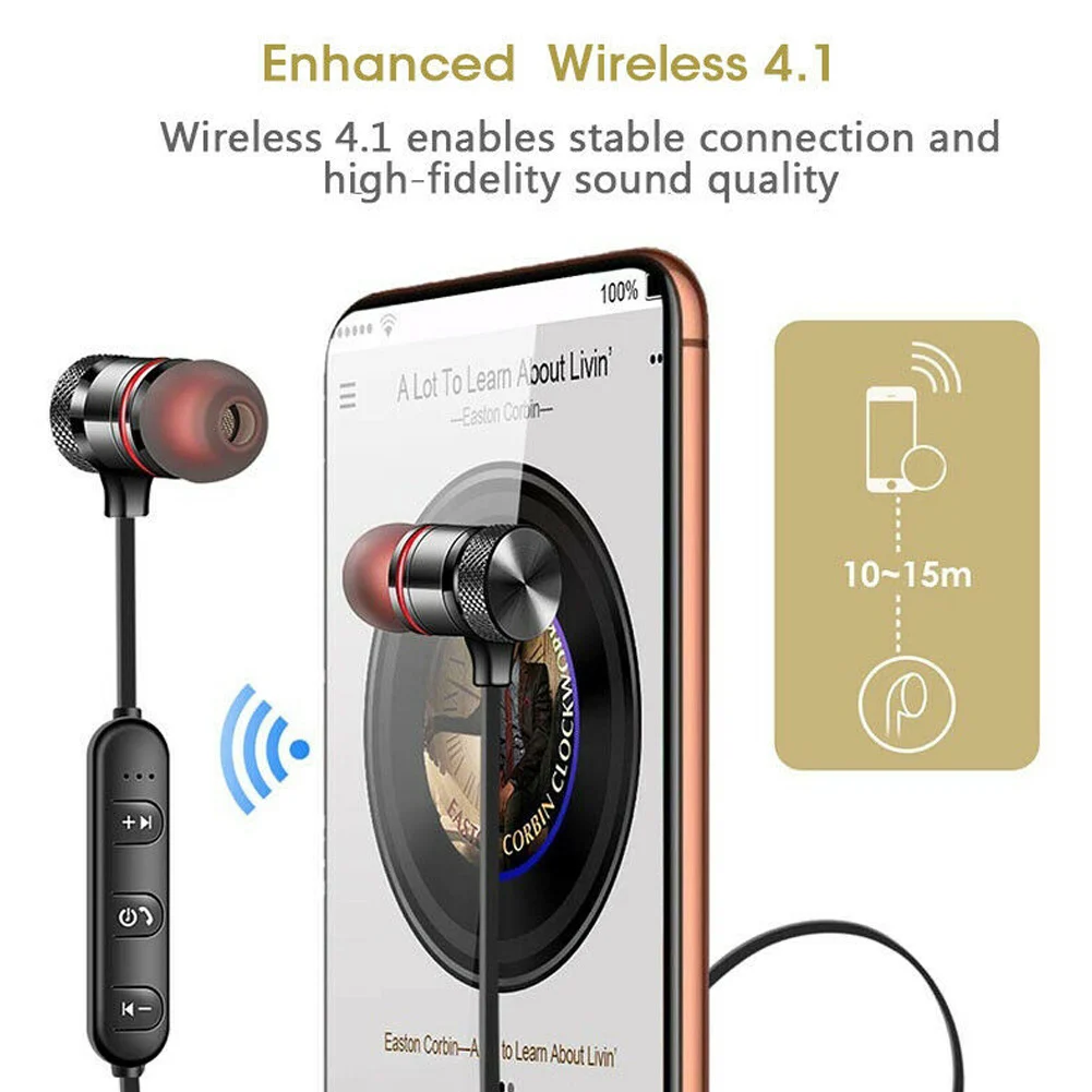 Высококачественные Bluetooth спортивные наушники магнитные для бега гарнитура с