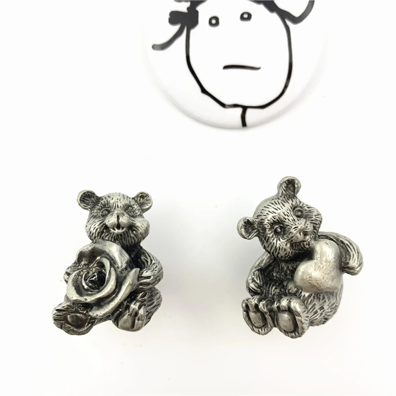 Ручка плюшевого мишки LCH в скандинавском стиле креативная Матовая серебристая