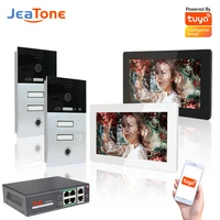 jeatone fingerprint unlock access control ip video intercom system for multi family apartments with full touch screen