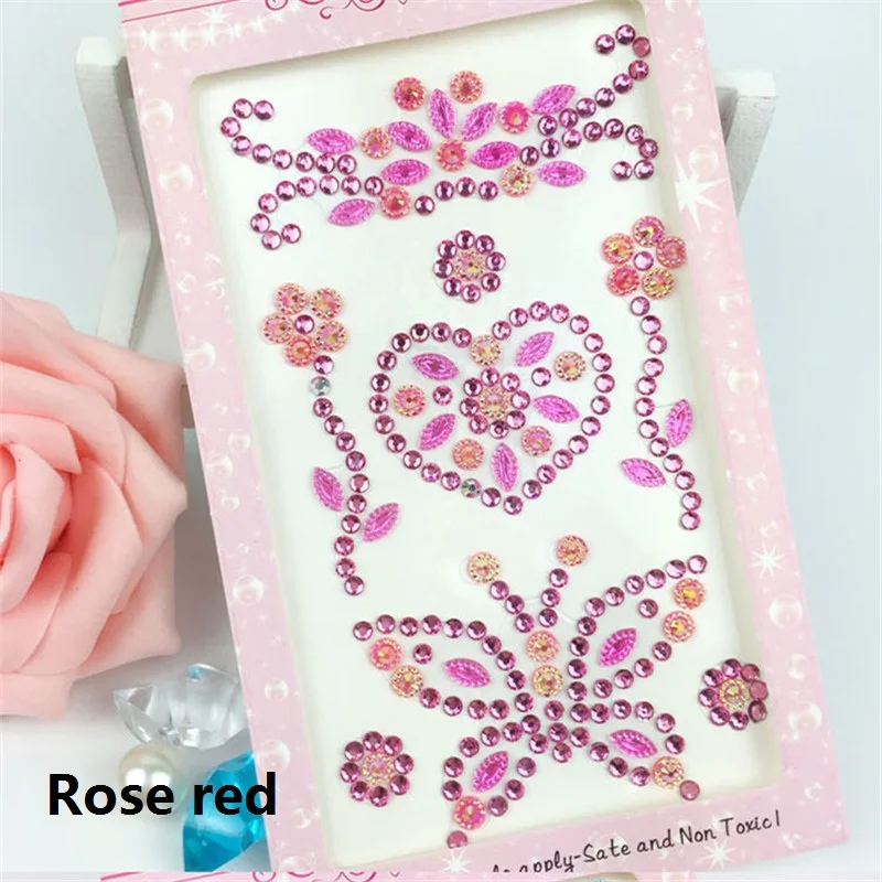 CA473-Rose red 1 лист акриловые стрекозы искусственные бриллианты с повторяющимся цветом DIY Ручная работа телефон украшение автомобиля Скрапбукинг Ремесло стикер кристалл аксессуары - Цвет: CA473-Rose red