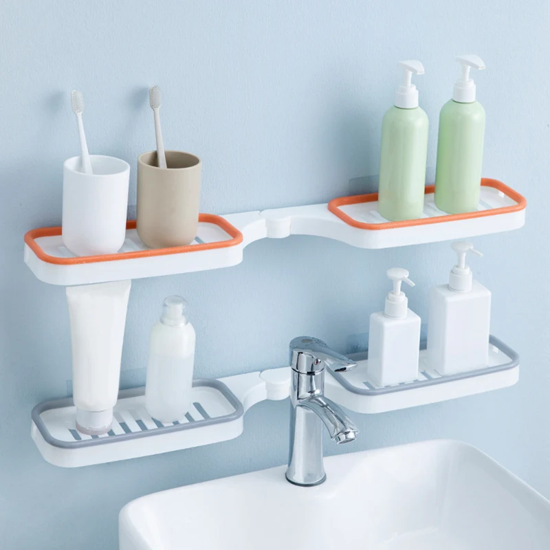 

Shampoo Storage Rack Holder Bathroom Storage Accessories Bathroom Corner Punch-Free Rack With Suction Cup Rotating Shelves