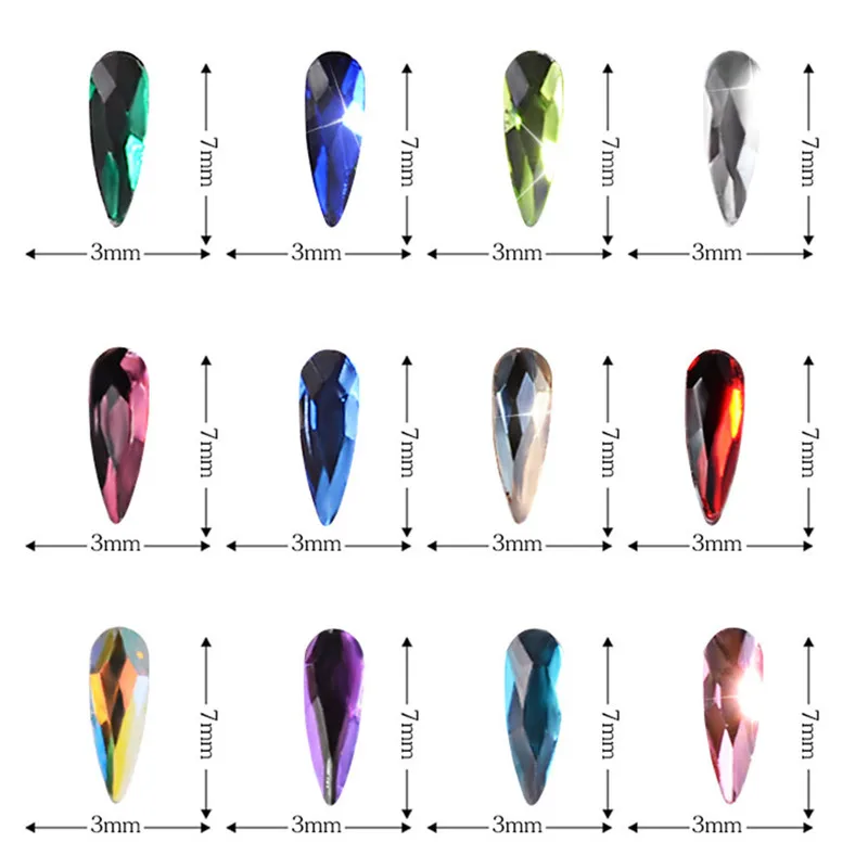 

10 Pcs/Bag Glitter Rhinestones 3D Nail Art Decorations For Nails Sticker Crystal Colorful Nails Accessories Diamond Supplies