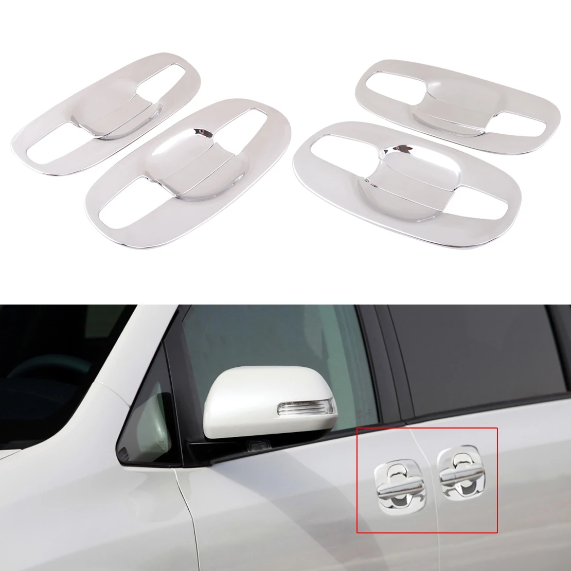 

8pcs/set Silver Door Handle Cup Bowl Cover Trim Fit For Toyota Sienna MK3 XL30 2011 2012 2013 2014 2015 2016 2017 2018 2019 2020