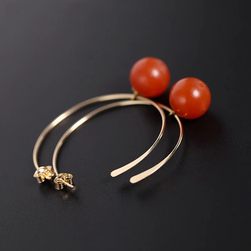 

Бренд DAIMI, баошань Южно-красный агат серьги Для женщин натуральные из 14-каратного золота с инъекции серьги изготовления на заказ