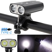 securitying bike front light typec usb rechargeable t6 led built in 2 x 2200mah battery bike headlight stable locking bracket