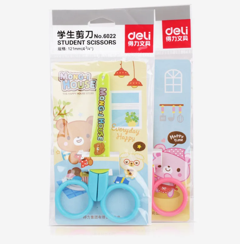 

6022 scissors cute cartoon children art scissors student hand scissors with protective cover
