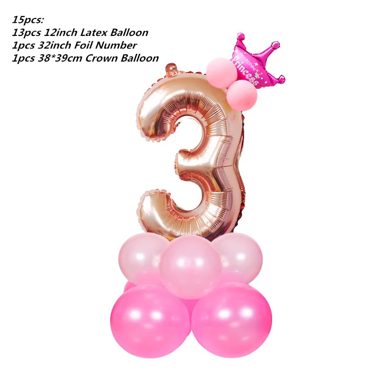 pink 3 set Счастливые шляпы для празднования первого дня рождения, декоративная крышка, один праздничный колпак, корона принцессы, 1-й 2-й 3-й год, детский аксессуар для волос - Цвет: pink 3 set