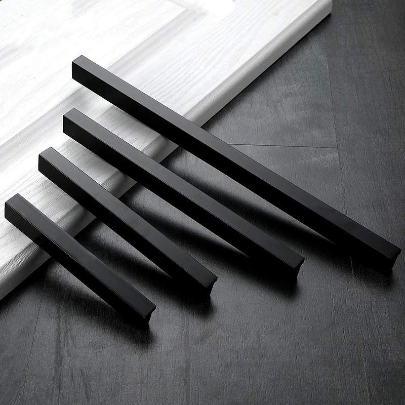 Кухонные дверные ручки черные ящика для шкафа алюминий 96 мм 1200 прямая ручка