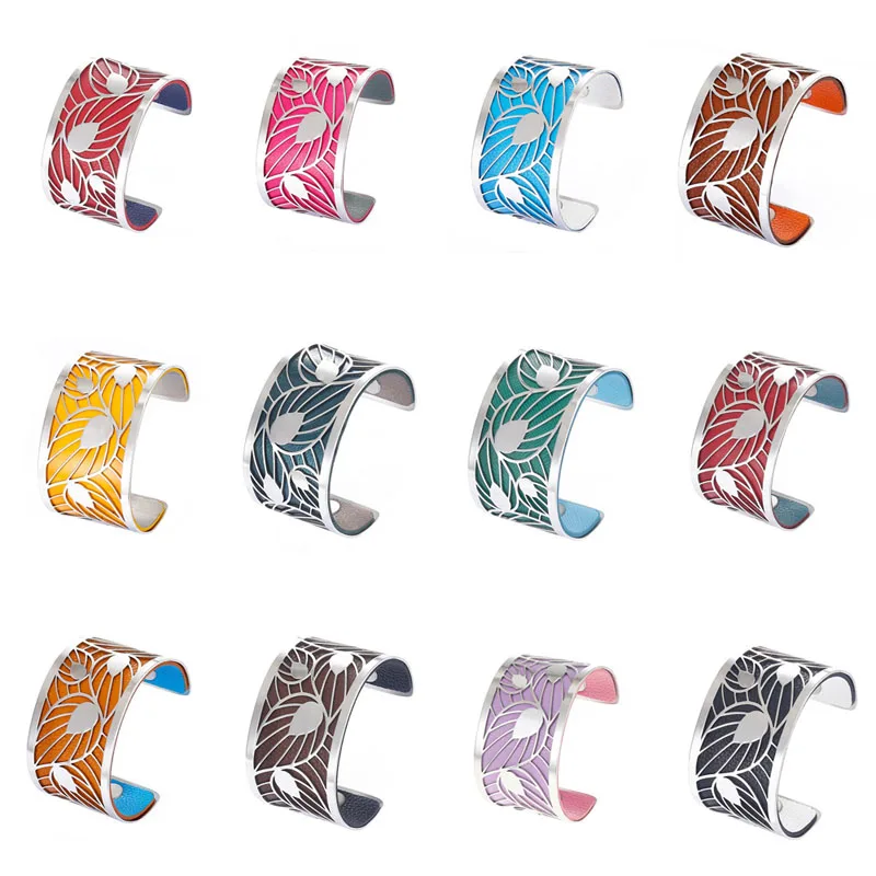 Браслет манжета Cremo женский из нержавеющей стали широкий браслет с отверстиями и