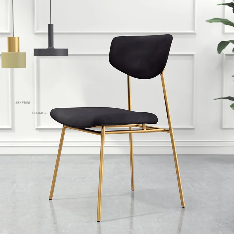 Modern Light Luxury Leisure Backrest Dining Chairs European Style Flannel Cushion Chair Kitchen Furniture Makeup | Мебель