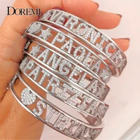 doremi custom zircon name bangles closed personality custom bracelet jewelry name number letters custom bracelet bangle women