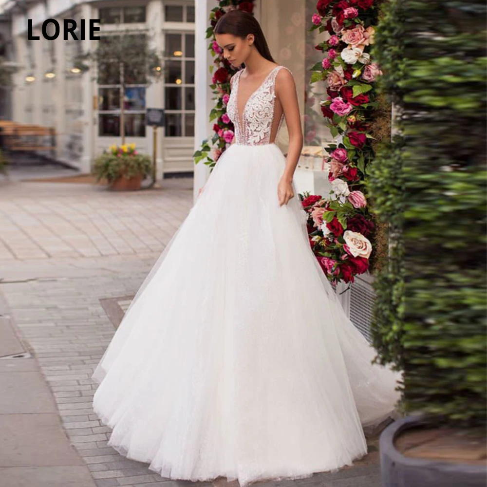 Кружевные свадебные платья LORIE в стиле бохо 2020 бальное платье из белого тюля с