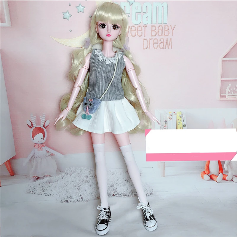 Модная Кукла 60 см женское платье свитер с обувью и сумкой игрушечное красивый