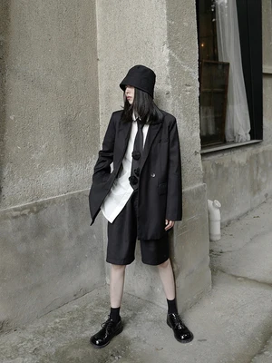 Темный Отдел нишевый дизайнер японский двубортный свободный облегающий костюм