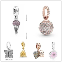 authentic 925 sterling silver pave ice cream cone with crystal pendant charm bead fit pandora bracelet necklace jewelry