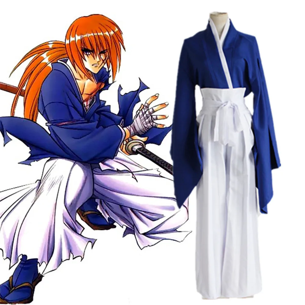 2 цвета Anime Rurouni Kenshin Himura Кимоно костюмы Косплей Полный комплект Кендо Униформа