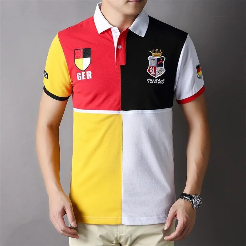 Мужская брендовая рубашка-поло мужская повседневная из 100% хлопка с короткими