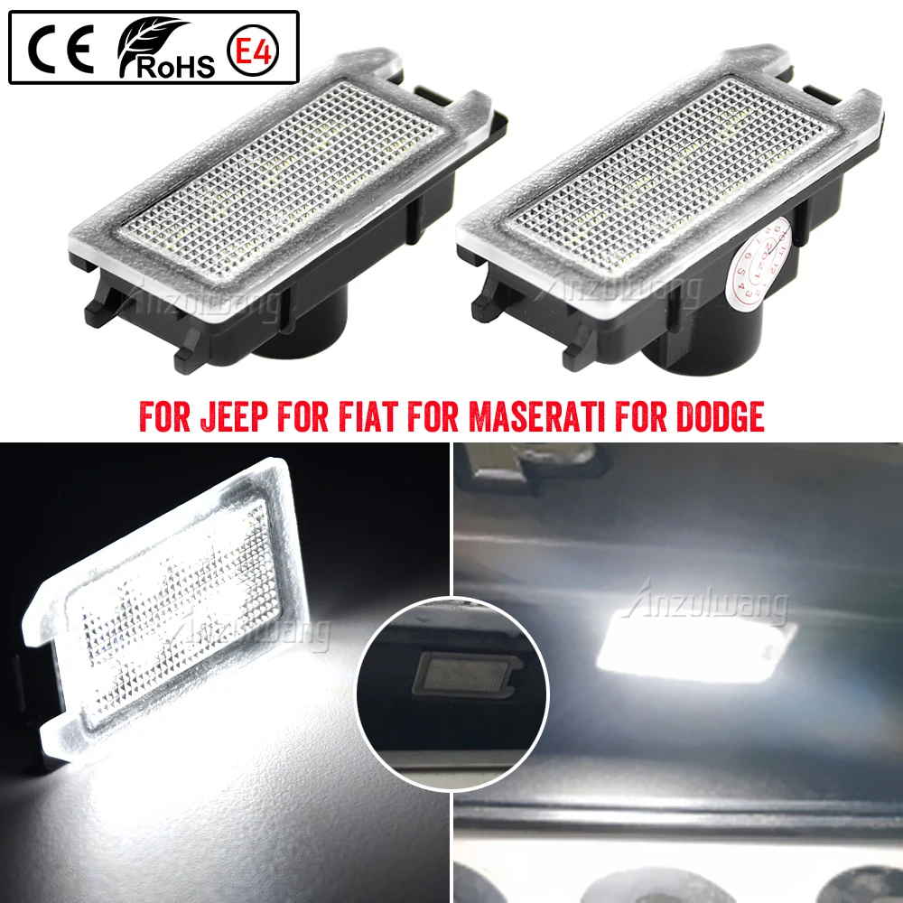 

2Pcs For Jeep Grand Cherokee Compass Patriot Fiat 500 Dodge Viper Maserati Levante LED License Plate Light Number Plate Lamp