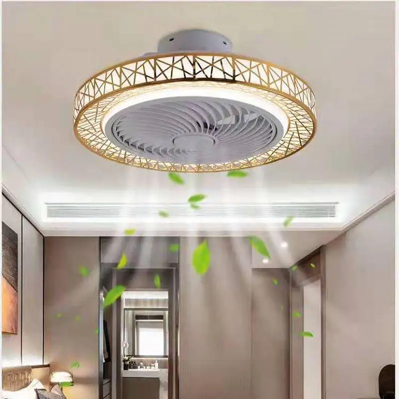 

Nordic postmodern intelligent LED ceiling fan with lamp remote control bedroom decorative fan invisible silent ceiling fan lamp