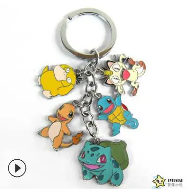Японский мультфильм брелок Карманный Монстр покебол PIKACHU Мода Забавный милый porte cle металлические аксессуары для украшений chaviro Llaveros - Цвет: 2-4