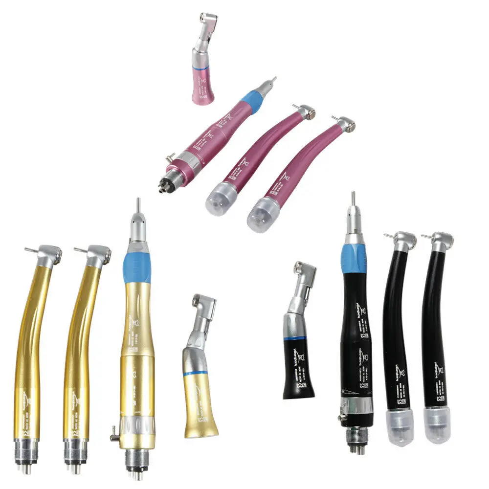 Dental 4 Holes Low/High Speed Handpiece Air Turbine Kit 1:1Ratio Push Button fit NSK Style