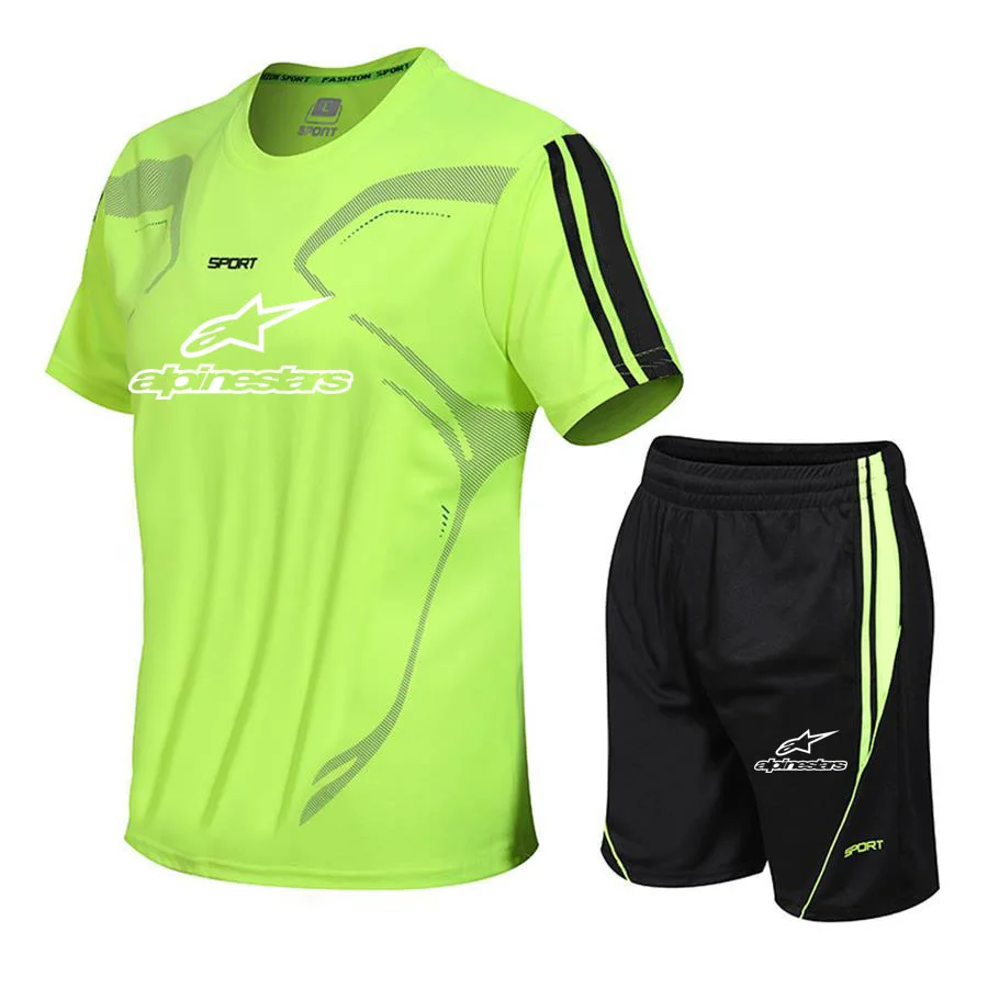 

Brand Men's Sportswear Set Sports Short Sleeve Shirt Men Running 2 Pcs Soccer Suit Gym Mens Shirts + Shorts Sets
